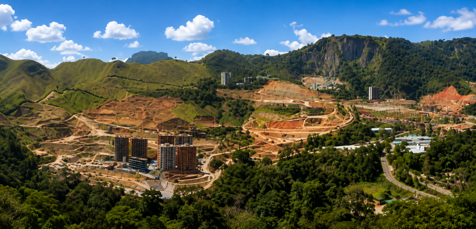 Zonificación aprobada, movimiento de tierra y nivelación de vías en curso — primera infraestructura en introducción